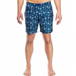 NWT Men’s Swim Trunks Navy Print Palm Tree Size Large